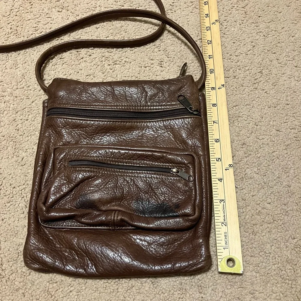 Mt Airy Leathers:‎ Handcrafted Vintage Brown Leather Crossbody Bag Purse